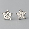 304 Stainless Steel Textured Geometry Stud Earrings Findings with Hole STAS-WH0027-54A-2