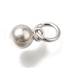 Rhodium Plated 925 Sterling Silver Round Charms STER-G043-08A-P-2