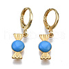 Brass Enamel Huggie Hoop Earrings EJEW-T014-19G-03-NF-1