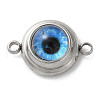 304 Stainless Steel & Acrylic Blue Evil Eye Connector Charms STAS-M091-01P-1