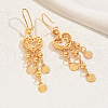 Fashionable Brass Coin with Heart Tassel Hoop Earrings AY1961-2