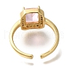 Mother's Day Rings Rack Plating Rectangle Brass Clear Cubic Zirconia Open Cuff Rings for Women RJEW-S411-04G-3