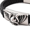 Men's Braided Black PU Leather Cord Bracelets BJEW-K243-39C-AS-2
