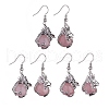 Natural Rose Quartz Dragon Dangle Earrings EJEW-A092-06P-08-3