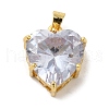 Golden Brass Micro Pave Cubic Zirconia Pendants KK-C072-37G-02-1