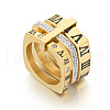 Roman Numerals 304 Stainless Steel & Crystal Rhinestone Finger Rings FS-WGD9A22-23-2