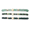 3Pcs Natural Ruby in Zoisite & Green Onyx Agate & Green Aventurine Beaded Stretch Bracelets for Women BJEW-JB11379-2