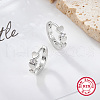 Anti-Tarnish Rhodium Plated Platinum 925 Sterling Silver Micro Pave Clear Cubic Zirconia Hoop Earrings UZ5927-2-3