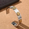 Flower 304 Stainless Steel Open Cuff Bangles for Women  STAS-Z117-07GP-2