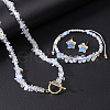 Opalite Chip with 304 Stainless Steel Beaded Necklace & Braided Bead Bracelet & Star Stud Earring FS-WG0BBF5-04-1