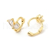 Leaf Cubic Zirconia Hoop Earrings EJEW-P292-01G-2