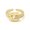 Rack Plated Brass Micro Pave Cubic Zirconia Rectangle Open Cuff Rings for Women RJEW-Z039-13G-2