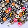 Colorful Pattern Printed Silicone Focal Beads SI-JX0022A-01-4