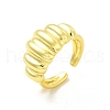 Brass Croissant Open Cuff Ring for Women RJEW-E068-02LG-1