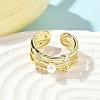Brass Micro Pave Cubic Zirconia ABS Imitation Pearl Cuff Rings RJEW-D307-02G-B-5