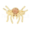 Halloween Spider Brass Rhinestone Open Cuff Rings RJEW-S419-01G-02-2