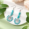 Alloy with Glass with Natural Apatite Dangle Earrings EJEW-MZ00218-02-2