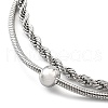 304 Stainless Steel Rope Chain Bracelets BJEW-R003-04P-02-3