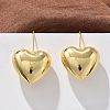 Heart Brass Dangle Earrings EJEW-B132-03G-1