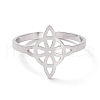 Non-Tarnish 304 Stainless Steel Sailor's Knot Open Cuff Ring RJEW-P037-03P-2