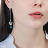 S925 Sterling Silver Cubic Zirconia Crown with Teardrop Tassel Hoop Earrings VN4471-1