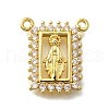 Brass Micro Pave Clear Cubic Zirconia Rectangle with God Pendants KK-D295-29G-1