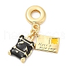 Brass Enamel European Dangle Charms KK-D027-13G-03-1