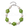 Synthetic Turquoise & Plastic Pearl Beads Link Bracelets for Women BJEW-JB11278-02-2