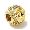 Rack Plating Brass Micro Pave Black Cubic Zirconia European Beads KK-P272-01G-2