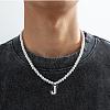 PVC Initial Pendant Plastic Pearl Round Beaded Necklaces for Women Men FS-WGA2226-01-1