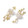 Brass & Stainless Steel Dangle Stud Earrings EJEW-TA00621-4