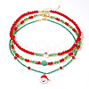3Pcs 3 Styles Christmas Glass Seed Beaded Necklaces SI5243-4-1