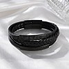 Ion Plating(IP) Braided Microfiber Leather Multi-strand Bracelets for Men BJEW-Z081-02EB-1