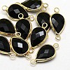 Golden Tone Brass Glass Teardrop Links connectors GLAA-J010A-HF20-G-1