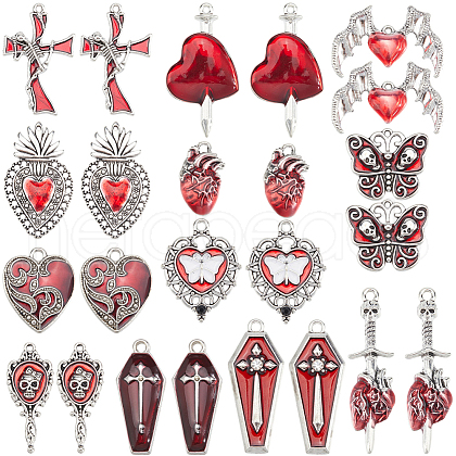 SUNNYCLUE 24Pcs 12 Styles Alloy Enamel Pendants ENAM-SC0005-62-1