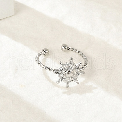 Sun 304 Stainless Steel Open Cuff Rings for Women RJEW-G338-13P-1