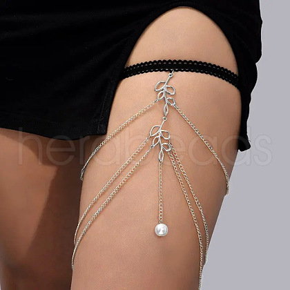 Leaf Alloy Tassel with Plastic Pearl Leg Chains FS-WG851ED-02-1