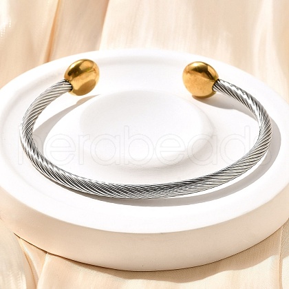 304 Stainless Steel Cuff Bangles BJEW-C091-02A-GP-1