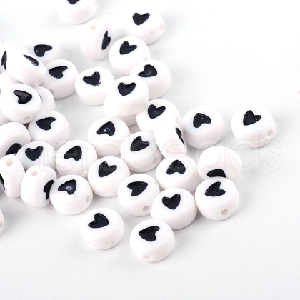 Opaque Acrylic Heart Letter Beads X-SACR-Q126-07D-1