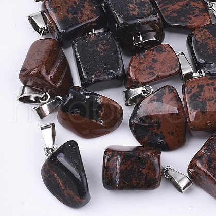 Natural Mahogany Obsidian Pendants G-Q996-02-1
