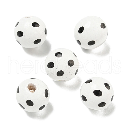 Printed Wood European Beads WOOD-G022-18A-1