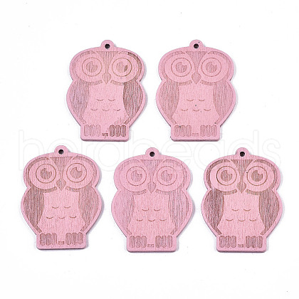 Painted Poplar Wood Pendants WOOD-N006-10-1