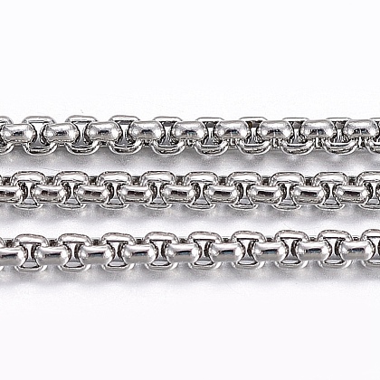 Tarnish Resistant 304 Stainless Steel Venetian Chains/Box Chains CHS-H016-02P-10M-1