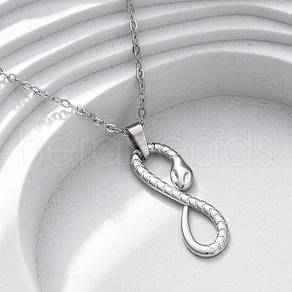 Infinity Snake 304 Stainless Steel Pendant Necklaces NJEW-M096-04P-1