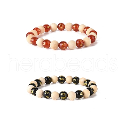 Om Mani Padme Hum Beaded Bracelets BJEW-JB09060-1