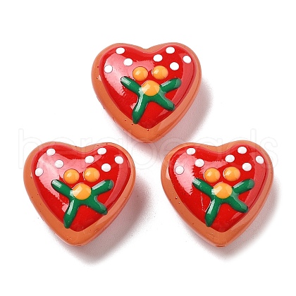 Handmade Lampwork Enamel Beads Heart with Orange LAMP-V001-06H-1