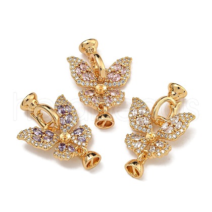 Brass Micro Pave Cubic Zirconia Fold Over Clasps KK-U037-10G-01-1