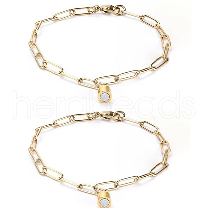2Pcs Alloy Paperclip Chain Bracelets FS-WG00FDF-04-1