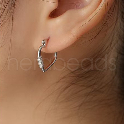 Heart S925 Sterling Silver Hoop Earrings VI6598-2-1