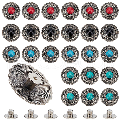 AHADERMAKER 24Sets 4 Colors Alloy Buttons FIND-GA0002-14-1